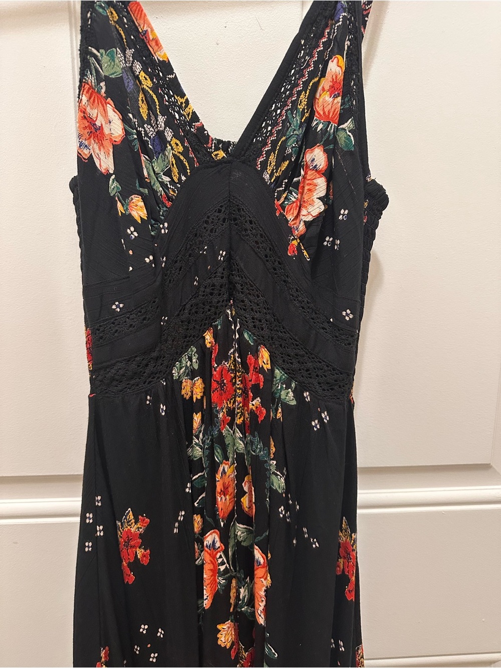 Black Floral V-Neck Summer Dress